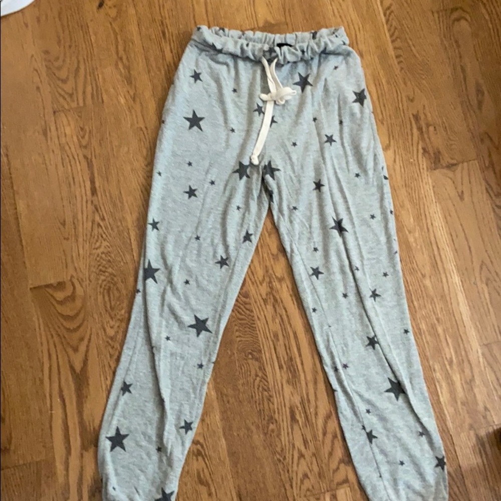 gray star pants (kind of worn in)